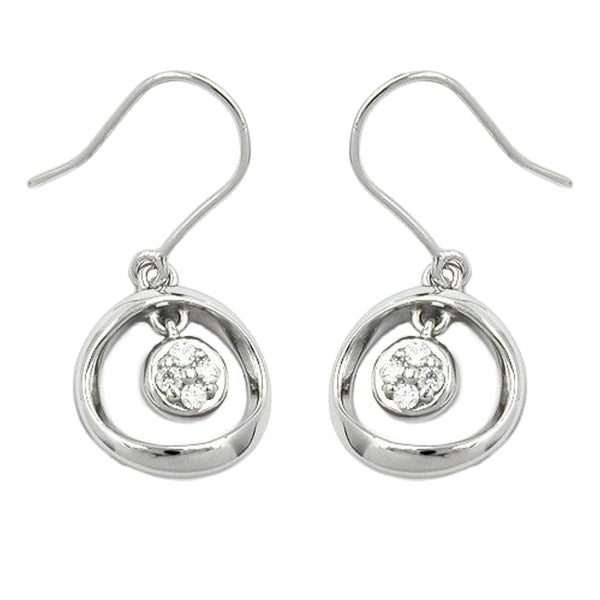 Ohrhaken 22x14mm mit Zirkonias rhodiniert Silber 925