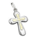 Anhänger, Kreuz, bicolor, Silber 925