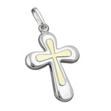 Anhänger, Kreuz, bicolor, Silber 925