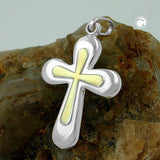 Anhänger, Kreuz, bicolor, Silber 925