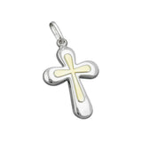 Anhänger, Kreuz, bicolor, Silber 925