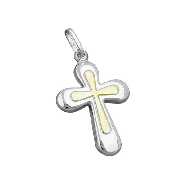 Anhänger, Kreuz, bicolor, Silber 925