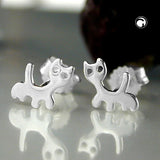 Stecker 6x6,5mm Katze glänzend Silber 925