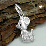 Anhänger, Maus mit Zirkonia, Silber 925