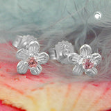Stecker 5mm Kinderohrring Blume mit Zirkonia pink Silber 925