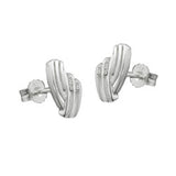 Stecker 10x6mm streifig mit Zirkonias matt-glänzend Silber 925