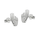 Stecker 10x6mm streifig mit Zirkonias matt-glänzend Silber 925