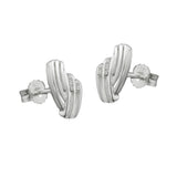 Stecker 10x6mm streifig mit Zirkonias matt-glänzend Silber 925