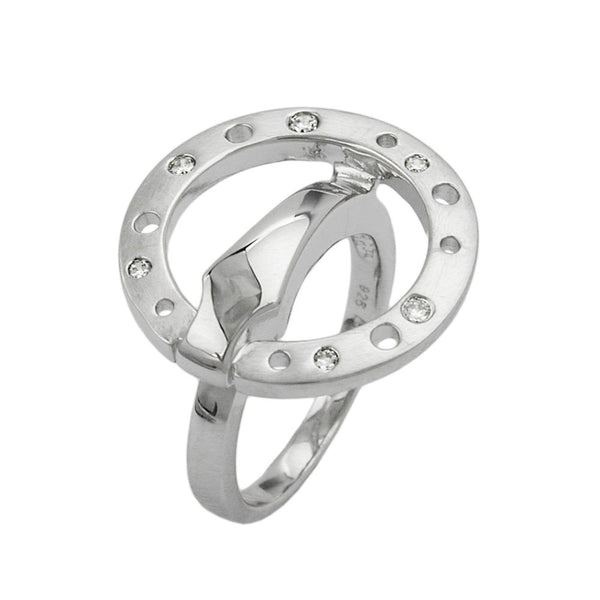 Ring 22mm Zirkonias mattiert rhodiniert Silber 925 Ringgröße 60