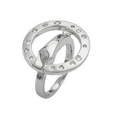 Ring 22mm Zirkonias mattiert rhodiniert Silber 925 Ringgröße 60