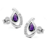 Stecker, Amethyst/Zirkonia, Silber 925