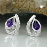 Stecker, Amethyst/Zirkonia, Silber 925
