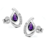 Stecker, Amethyst/Zirkonia, Silber 925