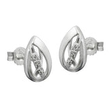 Stecker 10x7mm mit Zirkonias matt-glänzend Silber 925