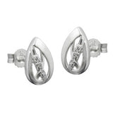 Stecker 10x7mm mit Zirkonias matt-glänzend Silber 925