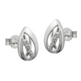 Stecker 10x7mm mit Zirkonias matt-glänzend Silber 925