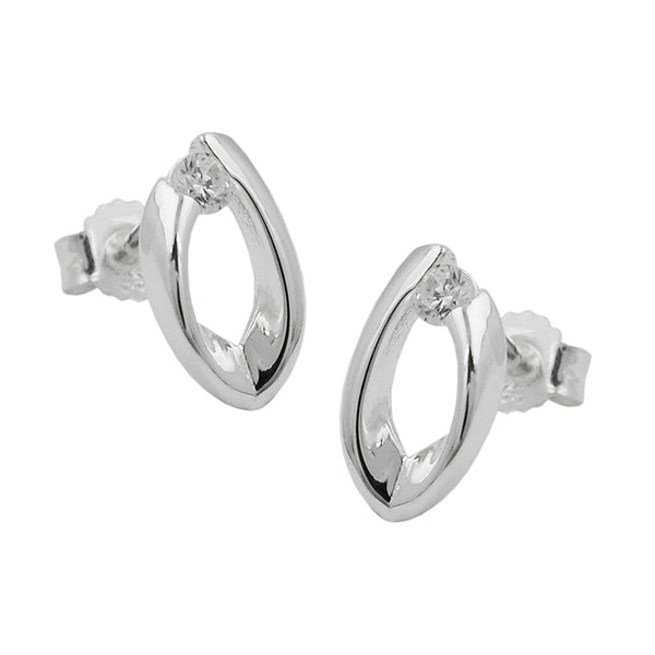 Stecker 10x6mm oval mit Zirkonia Silber 925