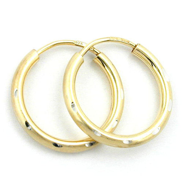 Creole 15mm vergoldet diamantiert bicolor Drahtcreole Silber 925