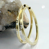 Creole 38mm vergoldet diamantiert bicolor Drahtcreole Silber 925