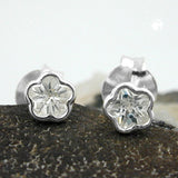 Stecker, 4mm Blume Zirkonia, Silber 925