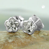 Stecker 5,5mm Blume Zirkonia weiß Silber 925