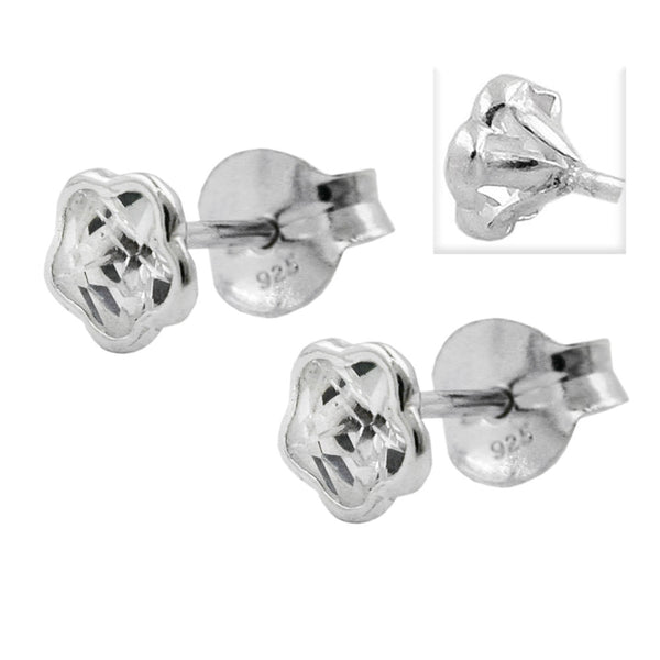 Stecker 5,5mm Blume Zirkonia weiß Silber 925