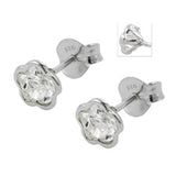 Stecker 6mm Blume Zirkonia weiß Silber 925
