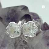 Stecker 6mm Blume Zirkonia weiß Silber 925