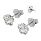 Stecker 6mm Blume Zirkonia weiß Silber 925