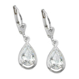 Ohrbrisur Ohrhänger Ohrringe 27x8mm Tropfen Zirkonia weiß Silber 925