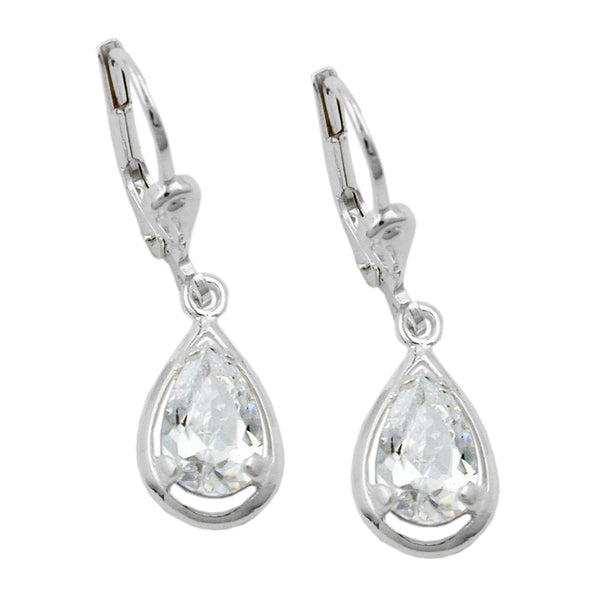 Ohrbrisur Ohrhänger Ohrringe 27x8mm Tropfen Zirkonia weiß Silber 925