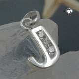 Anhänger 8x6mm Buchstabe J glänzend mit Zirkonias Silber 925