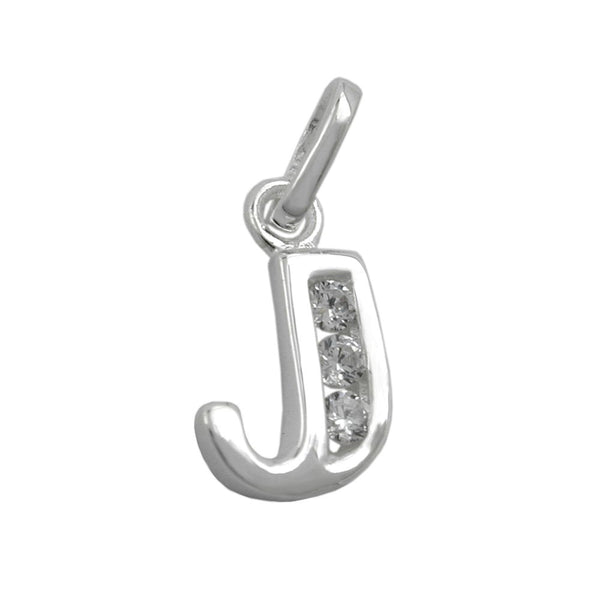 Anhänger 8x6mm Buchstabe J glänzend mit Zirkonias Silber 925