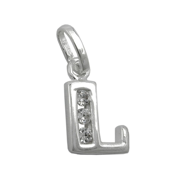 Anhänger 8x7mm Buchstabe L glänzend mit Zirkonias Silber 925