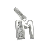 Anhänger 8x7mm Buchstabe M glänzend mit Zirkonias Silber 925