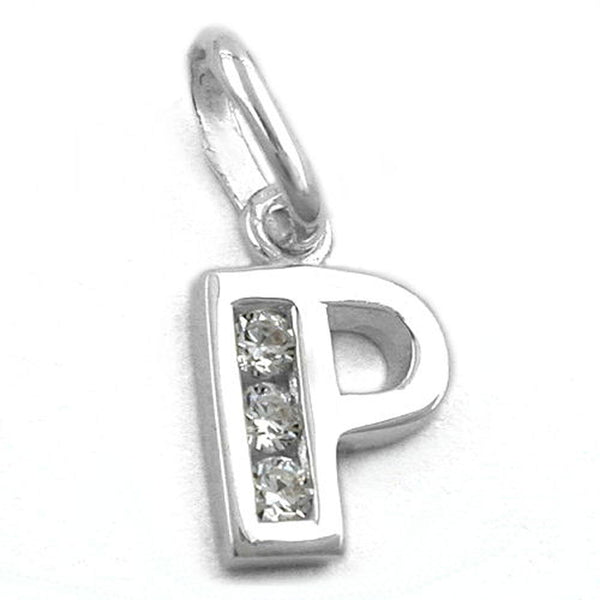 Anhänger 8x7mm Buchstabe P glänzend mit Zirkonias Silber 925