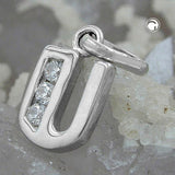 Anhänger 8x6mm Buchstabe U glänzend mit Zirkonias Silber 925