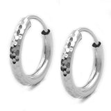 Creole 15mm diamantiert Drahtcreole mit Steckverschluss Silber 925