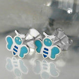 Stecker, Schmetterling blau, Silber 925