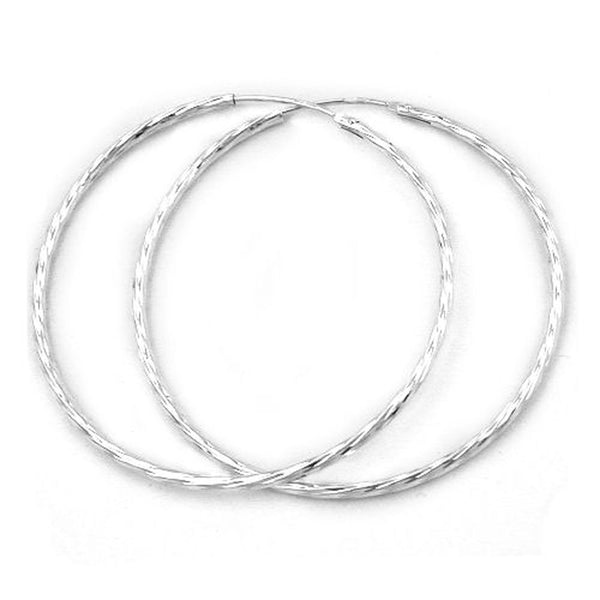 Creole 50mm diamantiert Drahtcreole mit Steckverschluss Silber 925