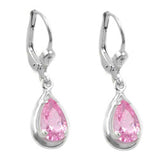Ohrbrisur Ohrhänger Ohrringe 27x8mm Tropfen Zirkonia pink Silber 925