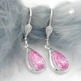 Ohrbrisur Ohrhänger Ohrringe 27x8mm Tropfen Zirkonia pink Silber 925