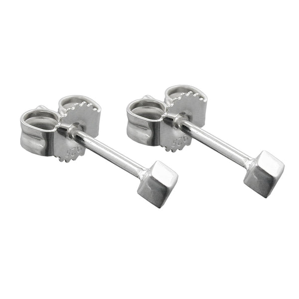 Stecker 2x2mm kleiner Würfel glänzend Silber 925