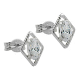 Stecker 8x6mm Rhombus Zirkonia weiß glänzend Silber 925