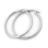 Creole 34mm diamantiert Drahtcreole mit Bügelverschluss Silber 925