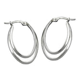 Creole 27mm oval doppelt Drahtcreole mit Bügelverschluss Silber 925