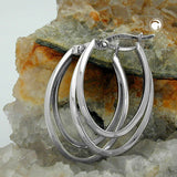 Creole 27mm oval doppelt Drahtcreole mit Bügelverschluss Silber 925