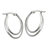Creole 27mm oval doppelt Drahtcreole mit Bügelverschluss Silber 925
