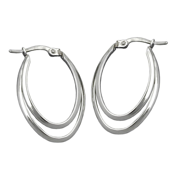 Creole 27mm oval doppelt Drahtcreole mit Bügelverschluss Silber 925
