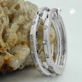 Creole 22mm oval Zirkonias Drahtcreole mit Bügelverschluss Silber 925